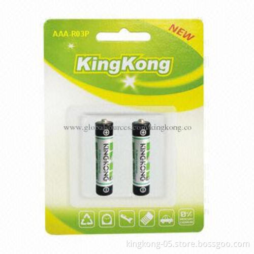 1.5V Heavy-duty R03 Carbon Zinc Batteries with 9.5-10.5mm Diameter and CE, RoHS Marks